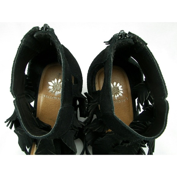 Yellow Box Feather Black Leather Open Toe Casual Wedge Sandals Sz 8.5 - Picture 6 of 8
